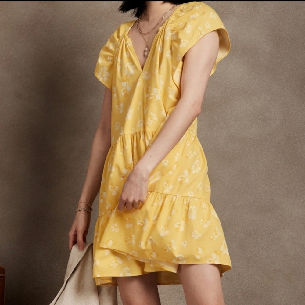 Banana Republic Tiered Yellow Dress New